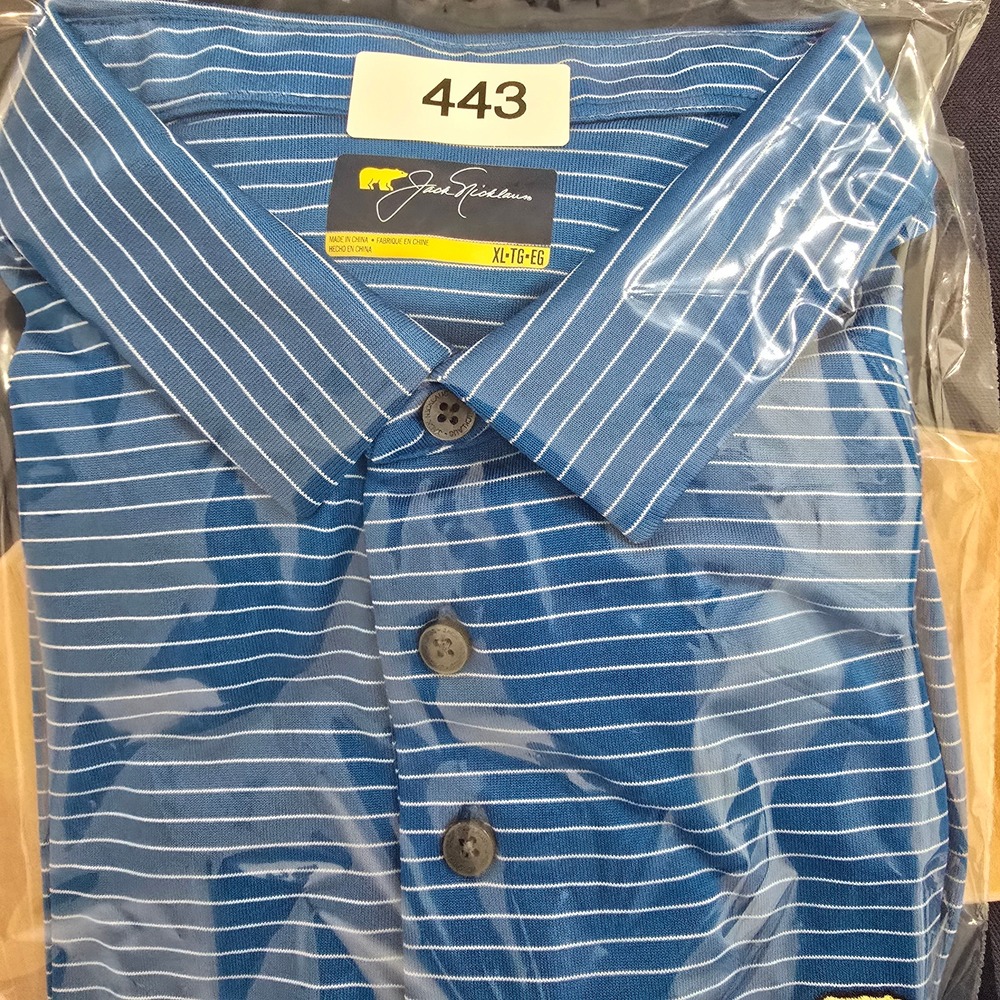 Jack Nicklaus Mens Polo Shirt Blue White Stripe Golf Performance XL TG EG - Picture 9 of 9